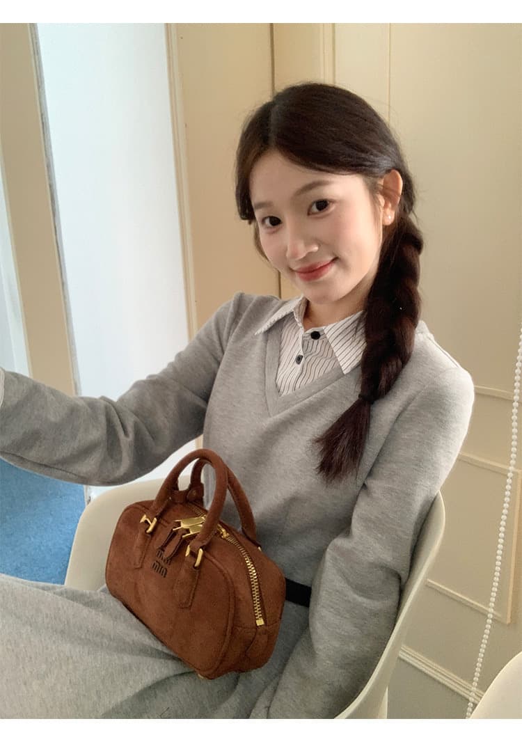 달콤한 핫걸 페이크 레이어드 드레스 여성 의류 가을 겨울 디자인 센스 고유 한 허리 수축 품격 슬림해 보이는 인사이드 가져 가라. 길다 치마 상세 이미지 22