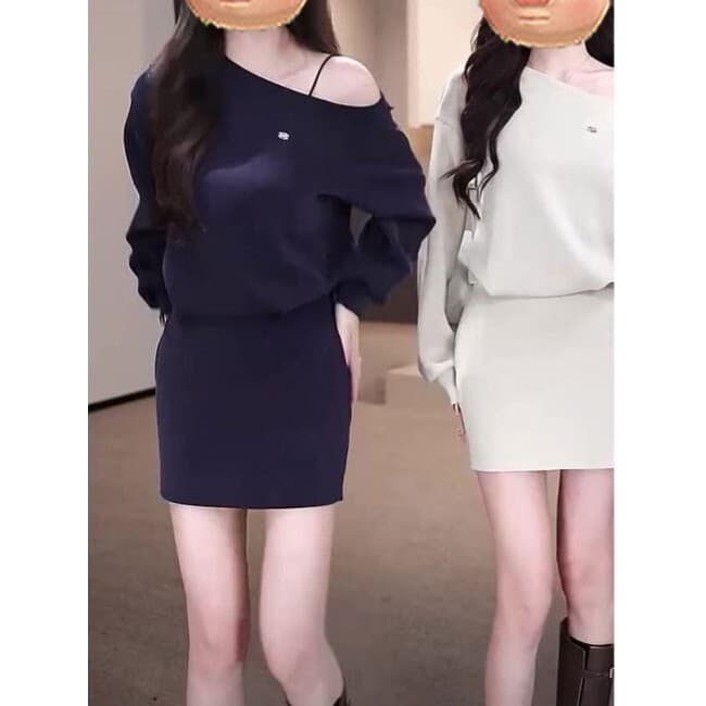 260 그램 사람들 면 원단 참나무 늑골 주머니 미니멀리즘 비스듬한 어깨 후드티 드레스 둘 색상 선택 주름 허리 수축 타이트 스커트 미니 스커트 상세 이미지 3