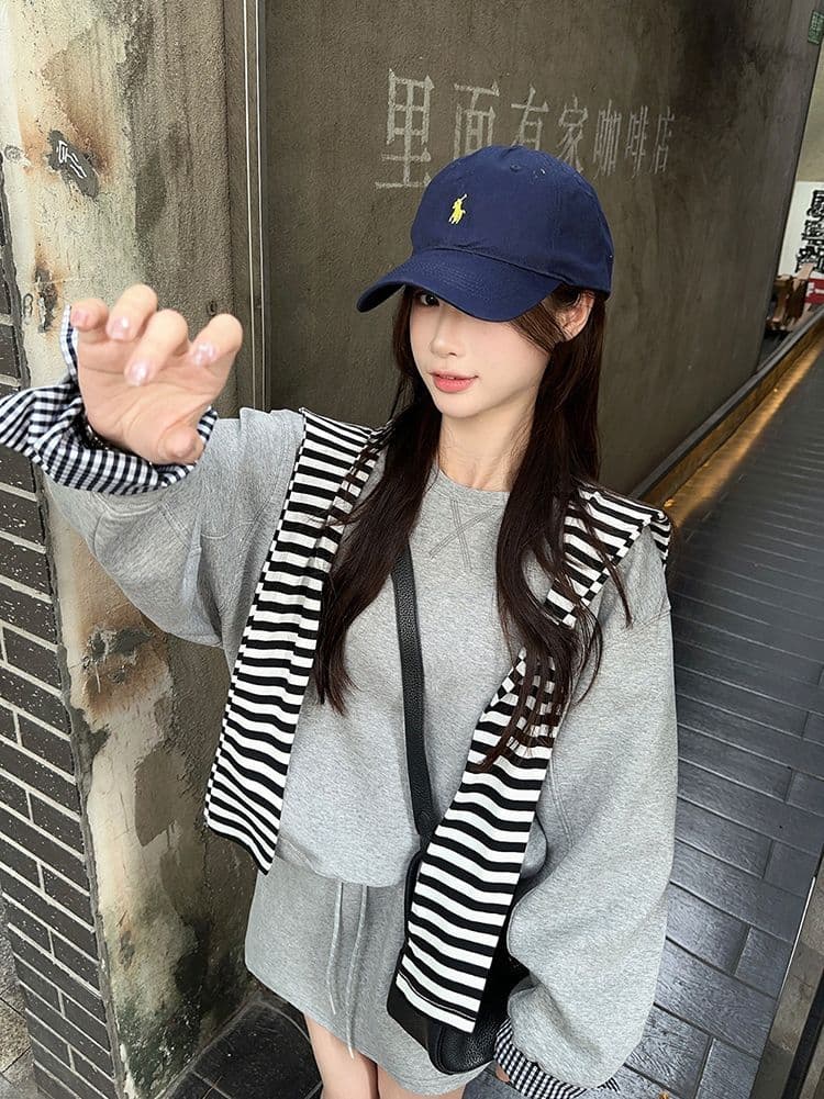 조기 가을 한 부서 코디 전체 집합 이른 봄 착용 가져 가라. 다시 a 다시 바람의 소리 블루 색상 후드티 미니 스커트 투피스 슈트 여성 상세 이미지 4