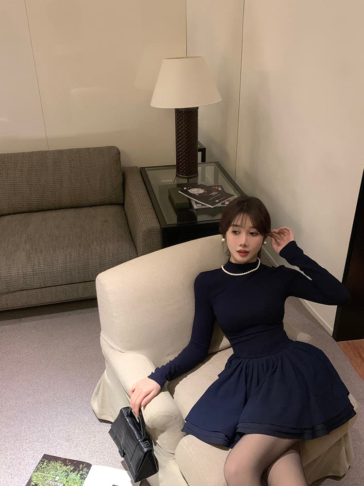 퍼프 공주 치마 검정색 드레스 복장 아이들 로드 중 가을 겨울 새로운 코트 인사이드 가져 가라. 꼬집기 허리 작은 검은 드레스 상세 이미지 10