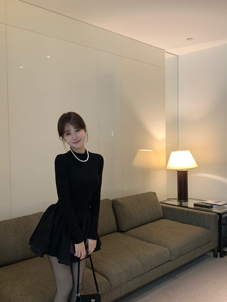 퍼프 공주 치마 검정색 드레스 복장 아이들 로드 중 가을 겨울 새로운 코트 인사이드 가져 가라. 꼬집기 허리 작은 검은 드레스 상세 이미지 30