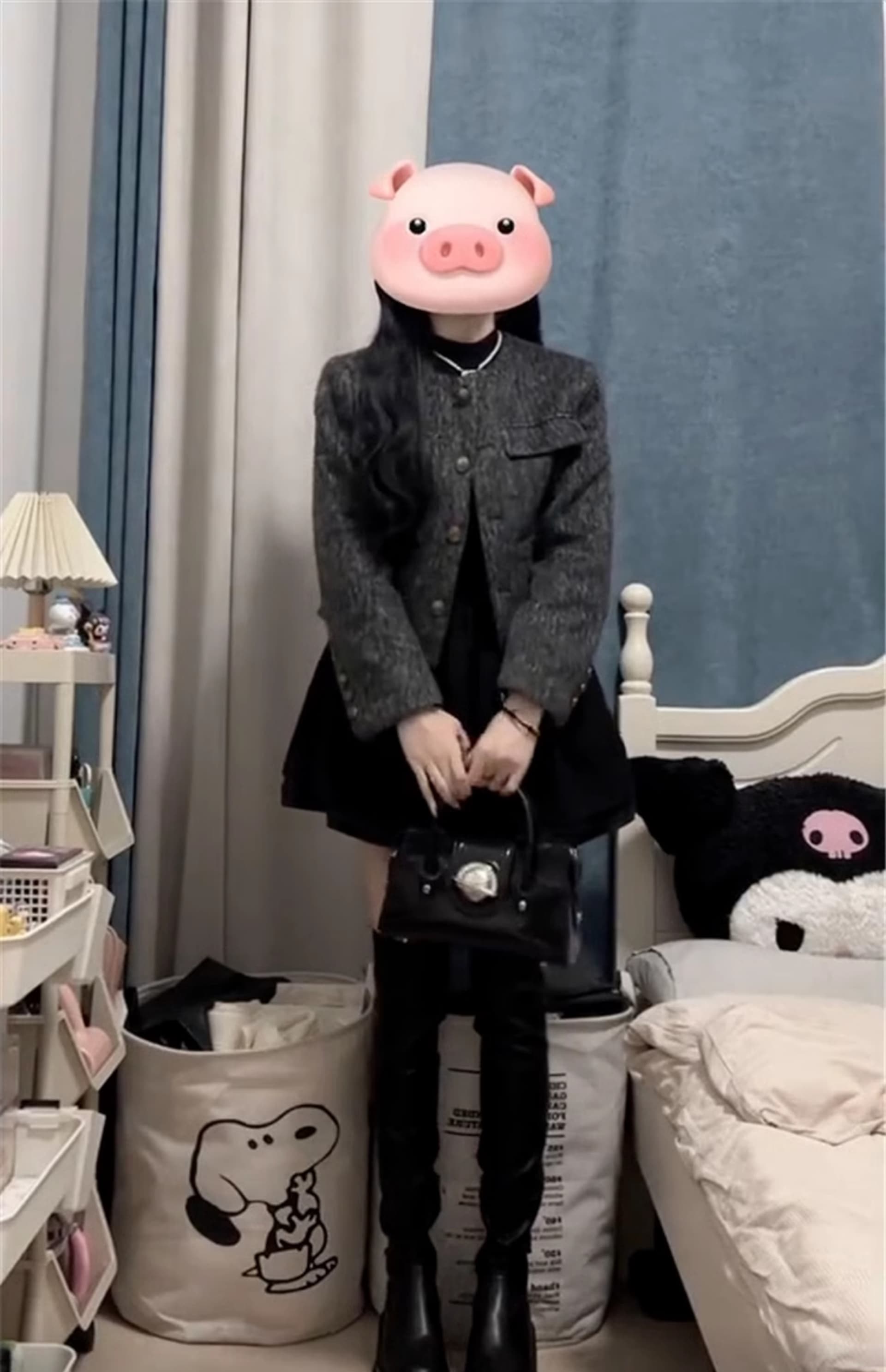 즐거움 즐거움 검정색 긴팔 여성 드레스 봄 순수한 욕망 허리 수축 슬림해 보이는 작은 검은 드레스 고급 품격 퍼프 스커트 상세 이미지 8