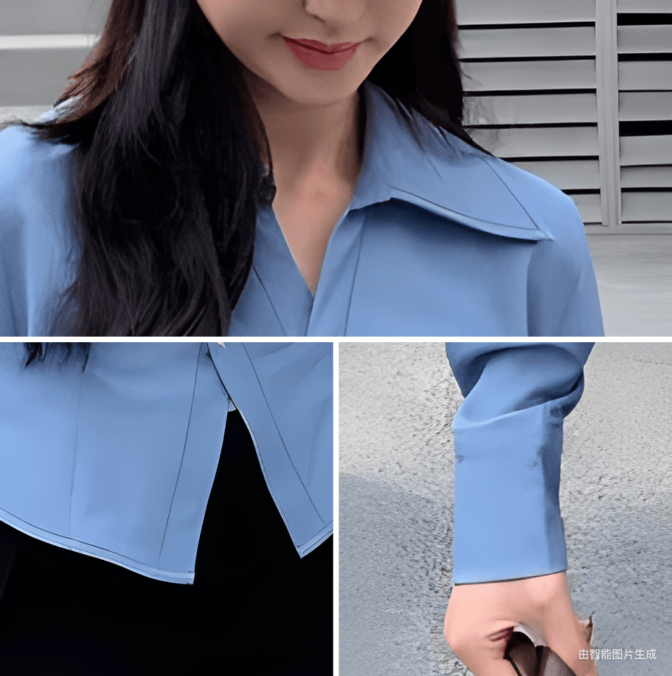 프랑스식 출퇴근 파란색 셔츠 여성 고급 작은 대중 디자인 센스 패션 맨위 다용도 긴팔 셔츠 상세 이미지 6