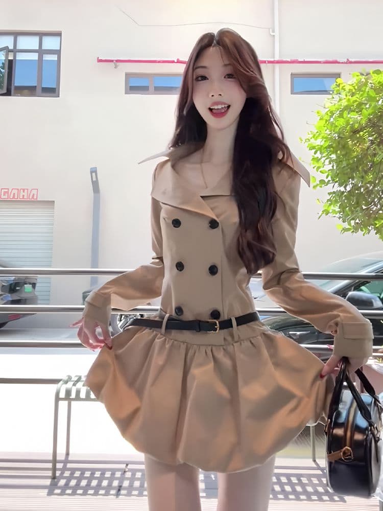 레트로 패션 품격 허리 수축 몸매 가꾸기 퍼프 꽃밭 치마 로얄 자매 바람 고급 센스 긴팔 드레스 2026 가을 상세 이미지 4