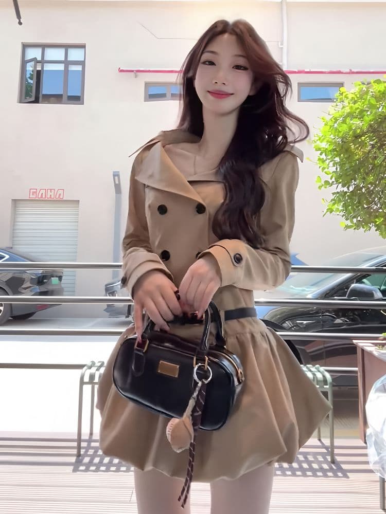 레트로 패션 품격 허리 수축 몸매 가꾸기 퍼프 꽃밭 치마 로얄 자매 바람 고급 센스 긴팔 드레스 2026 가을 상세 이미지 7