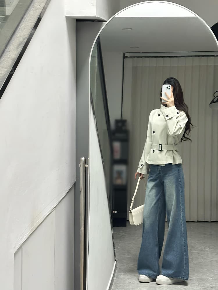 영국식 바람 레트로 이른 가을 한 부서 쇼트 스타일 재킷 재킷 새로운 느슨함 센스 루즈핏 스탠드 칼라 허리 수축 재킷 상세 이미지 3