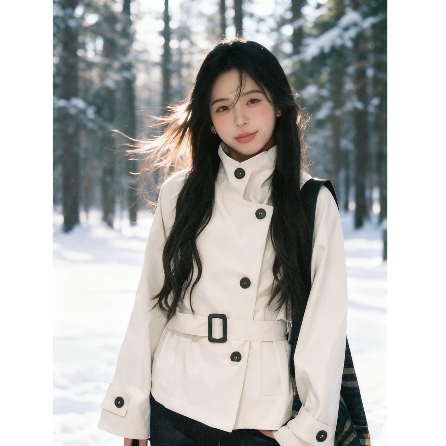 영국식 바람 스탠드 칼라 베이지 색 쇼트 스타일 바람막이 여성 허리 수축 슬림해 보이는 이중 버튼 벨트 재킷 디자인 센스 이미지 4