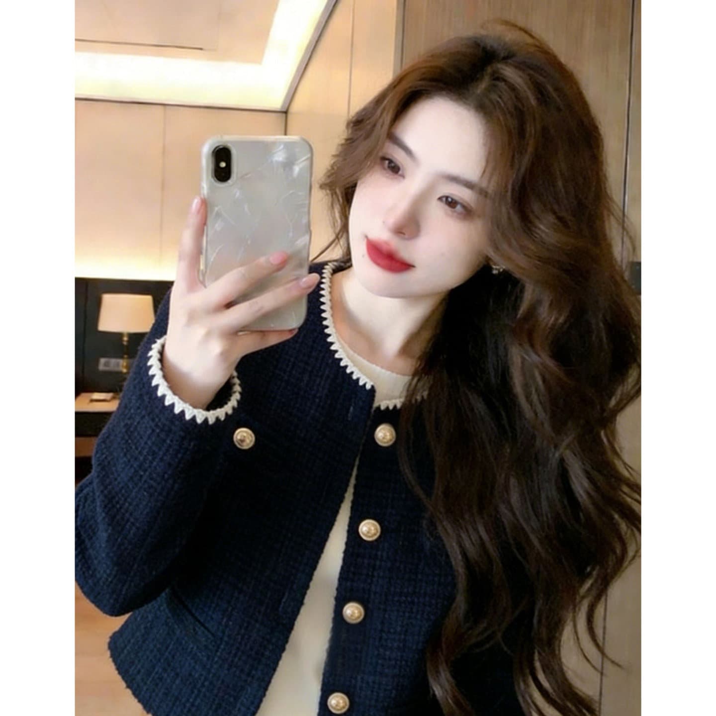 복합 두꺼운 모직물 원단 조개 자수 네리 빛 럭셔리 테두리 장식 작은 샤넬 스타일 쇼트 스타일 품격 재킷 이미지 2