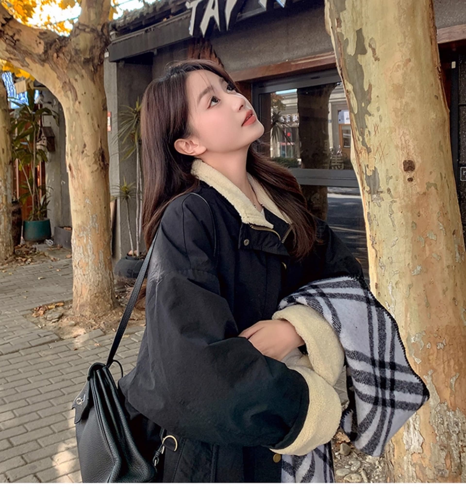 방수 작은 옥스포드 원단 250그램 양털 플리스 네리 하나 양털 패치워크 재킷 검정색 Parker 서비스 맨위 상세 이미지 7