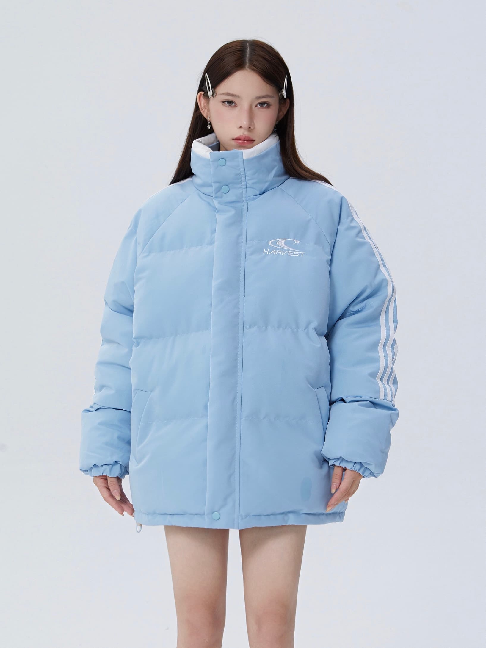 아메리칸 3개 바 다운 재킷 여성 2026 년 새로운 겨울 디자인 센스 작은 대중 oversize 두꺼운 면 의류 트렌디 상세 이미지 8