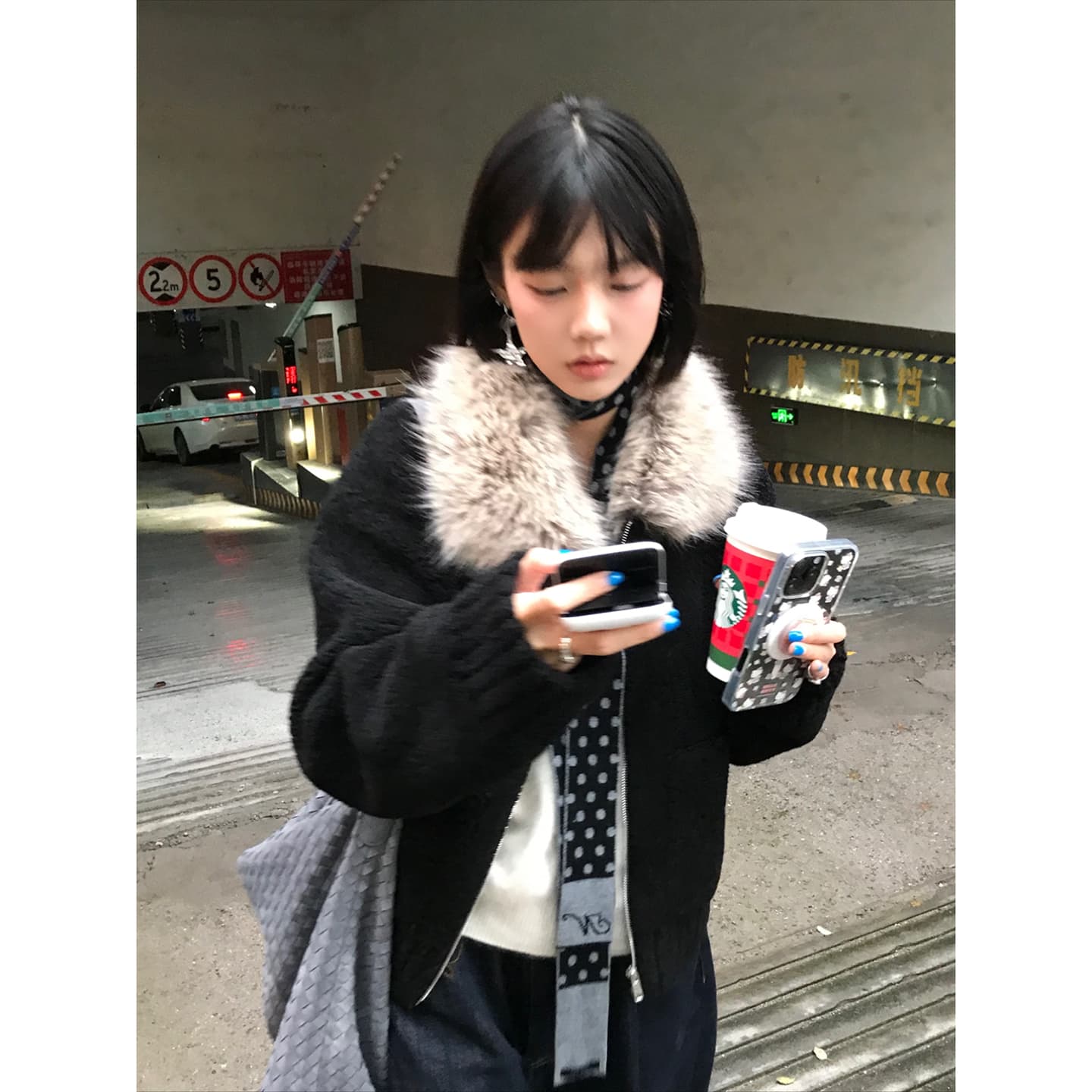 두꺼운 500 그램 양털 플리스 복합 스웨이드 큰 모피 칼라 하나 아메리칸 레트로 모피 칼라 두꺼운 긴팔 검정색 맨위 이미지 2