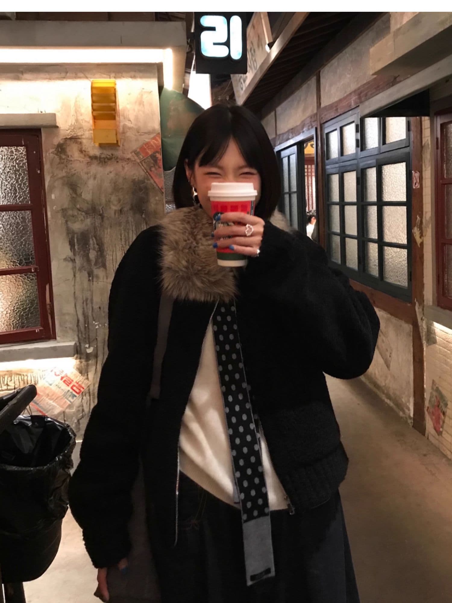 두꺼운 500 그램 양털 플리스 복합 스웨이드 큰 모피 칼라 하나 아메리칸 레트로 모피 칼라 두꺼운 긴팔 검정색 맨위 상세 이미지 8