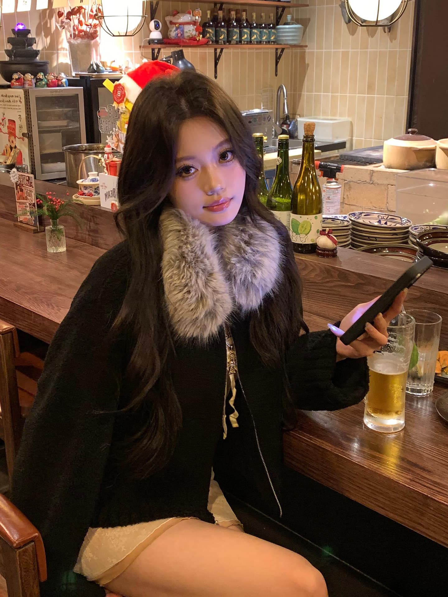 두꺼운 500 그램 양털 플리스 복합 스웨이드 큰 모피 칼라 하나 아메리칸 레트로 모피 칼라 느긋한 다용도 모직 맨위 상세 이미지 5