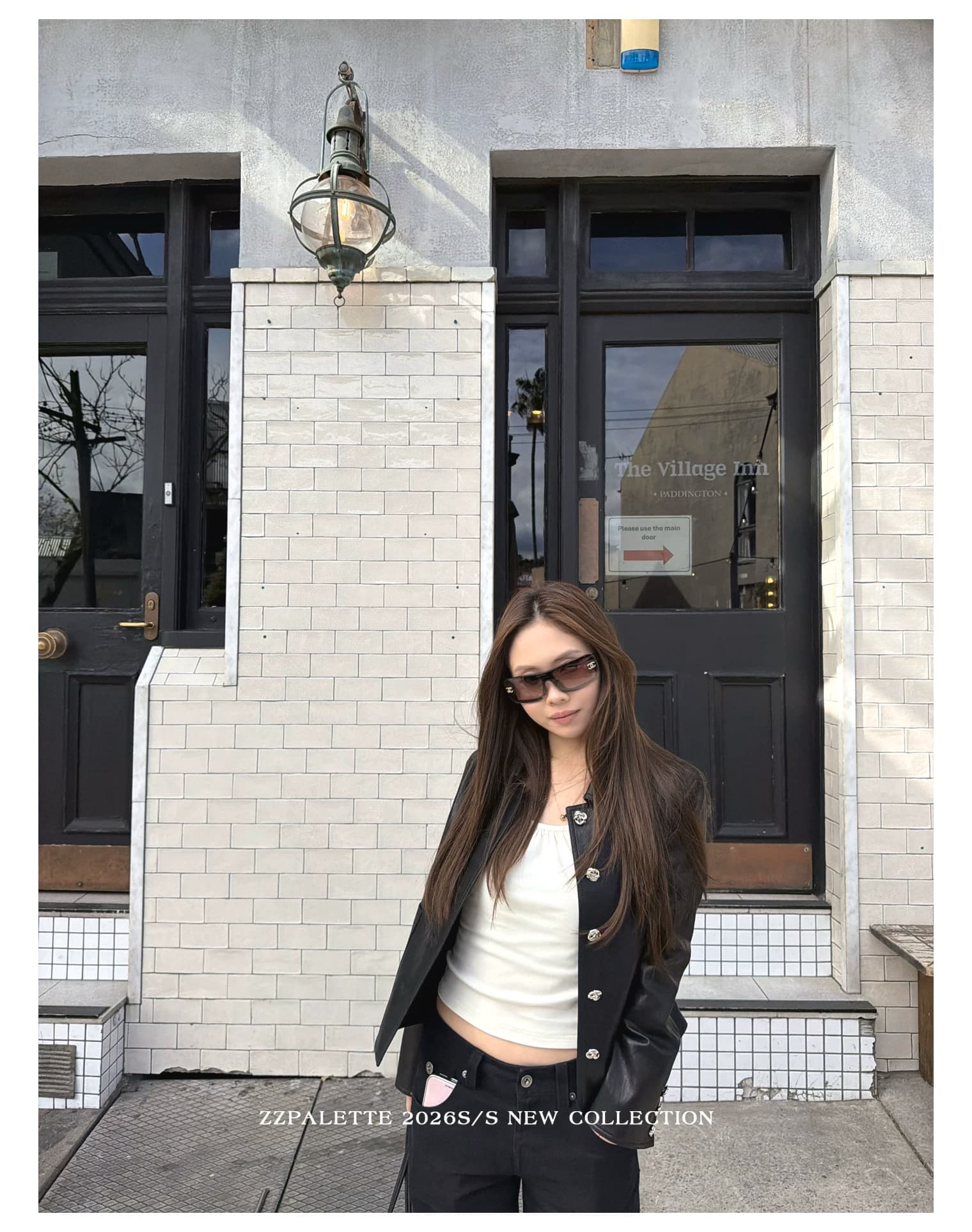 바보 빛 PU 가죽 원단 네리 달콤한 차가운 바람 꽃 훈련 버클 폴로 칼라 검정색 쇼트 스타일 가죽 재킷 출퇴근 여성 재킷 상세 이미지 16