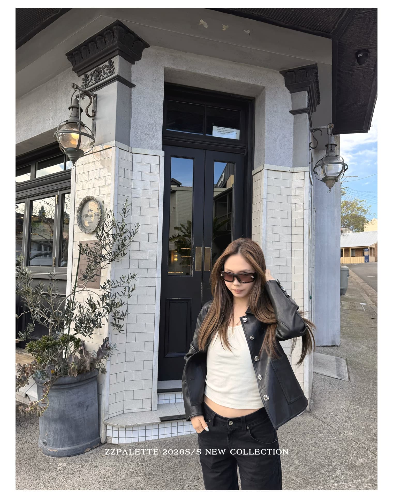 바보 빛 PU 가죽 원단 네리 달콤한 차가운 바람 꽃 훈련 버클 폴로 칼라 검정색 쇼트 스타일 가죽 재킷 출퇴근 여성 재킷 상세 이미지 20