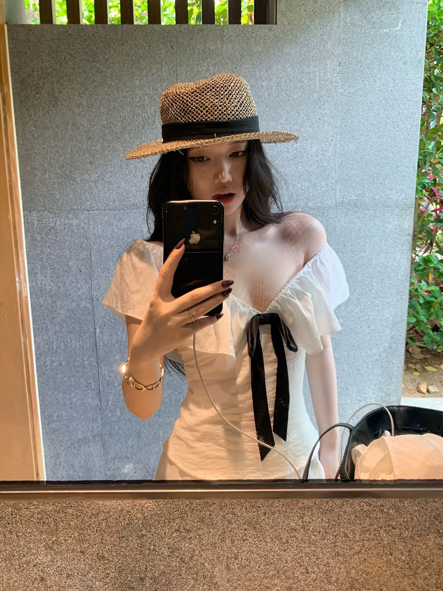 sheepland 정원 영 접시 V넥 레이스업 나비 매듭 프릴 반팔 티셔츠 여성 여름 허리 수축 슬림해 보이는 맨위