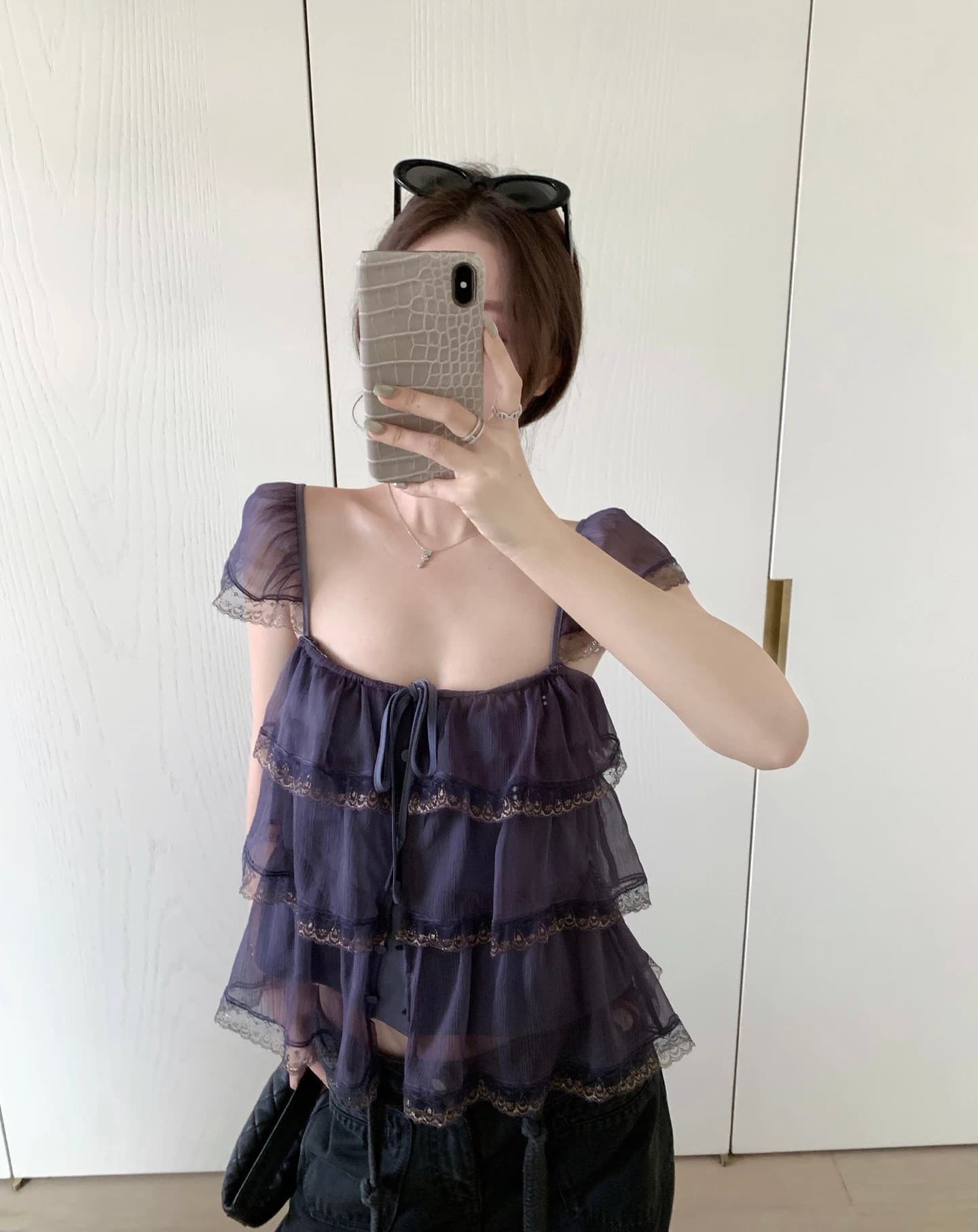 ceezzzi 와 성별 lady 흔들다 칼라 캐미솔 여름 외출용 디자인 센스 오프숄더 둘 착용 티셔츠 짧은 맨위 상세 이미지 2