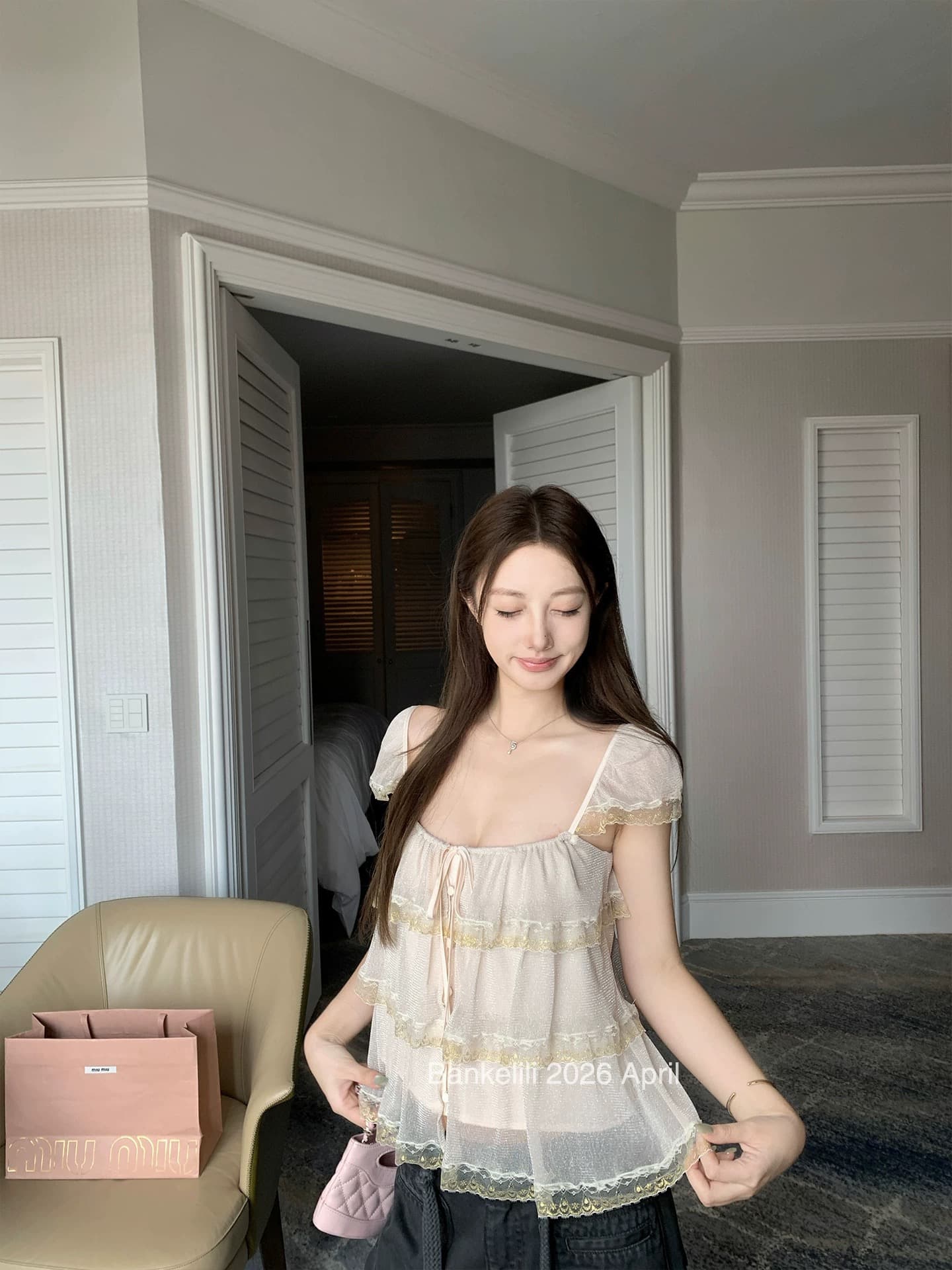 ceezzzi 와 성별 lady 흔들다 칼라 캐미솔 여름 외출용 디자인 센스 오프숄더 둘 착용 티셔츠 짧은 맨위 상세 이미지 4