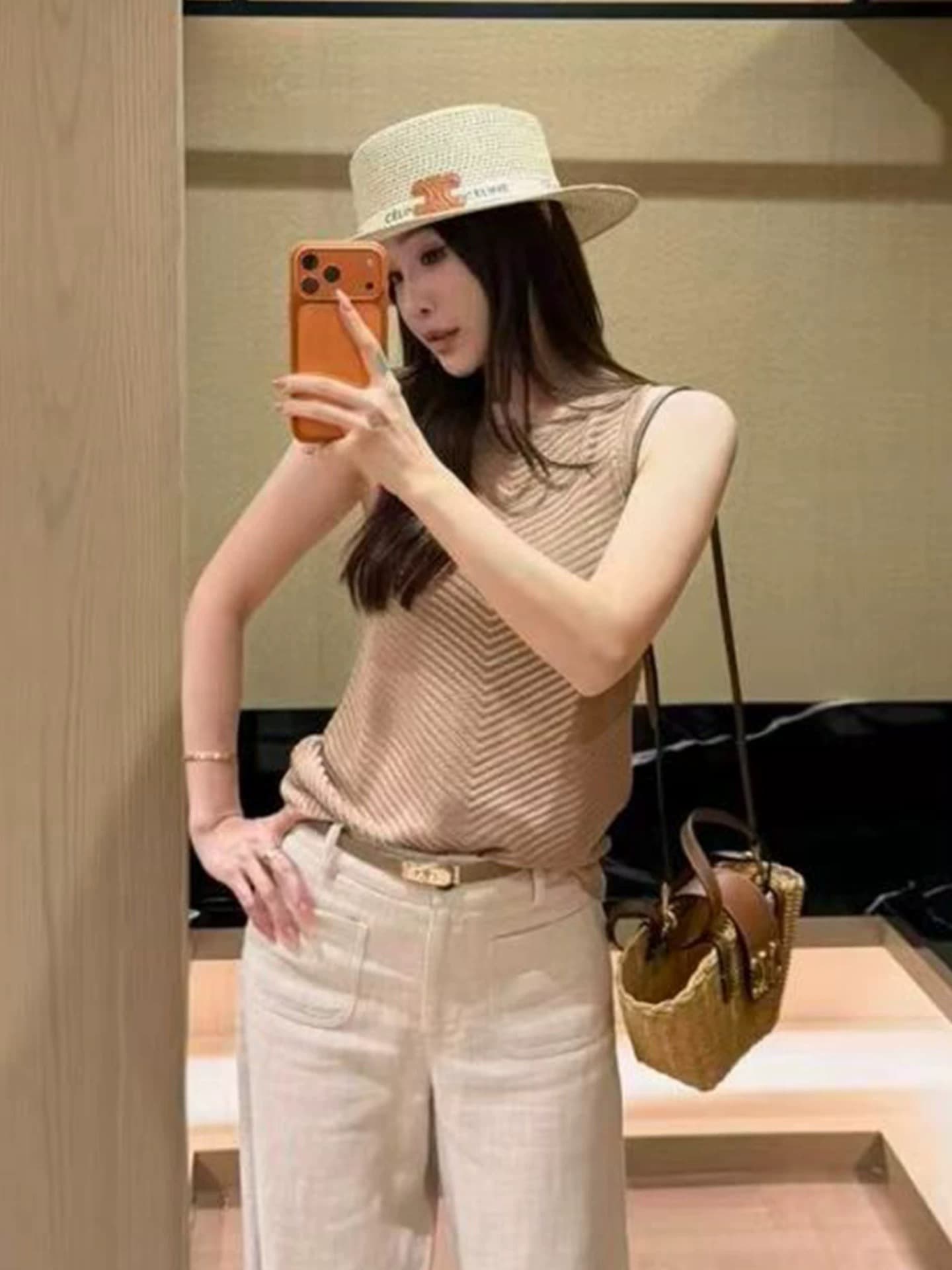 프랑스식 오래된 돈 바람 품격 리플 니트 민소매 조끼 여성 여름 작은 대중 Chic 다용도 몸매 가꾸기 슬림해 보이는 맨위 상세 이미지 2
