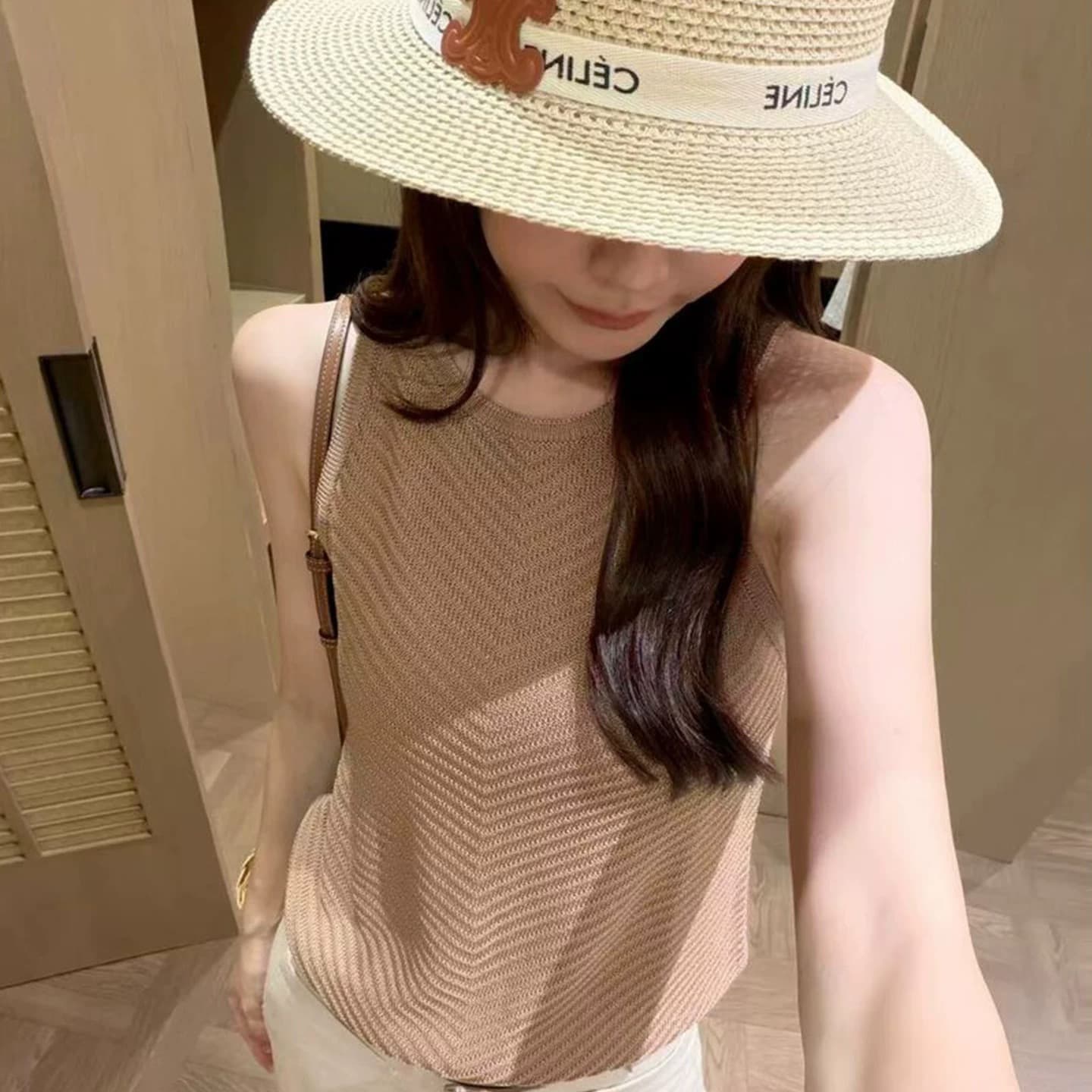 프랑스식 오래된 돈 바람 품격 리플 니트 민소매 조끼 여성 여름 작은 대중 Chic 다용도 몸매 가꾸기 슬림해 보이는 맨위 상세 이미지 5