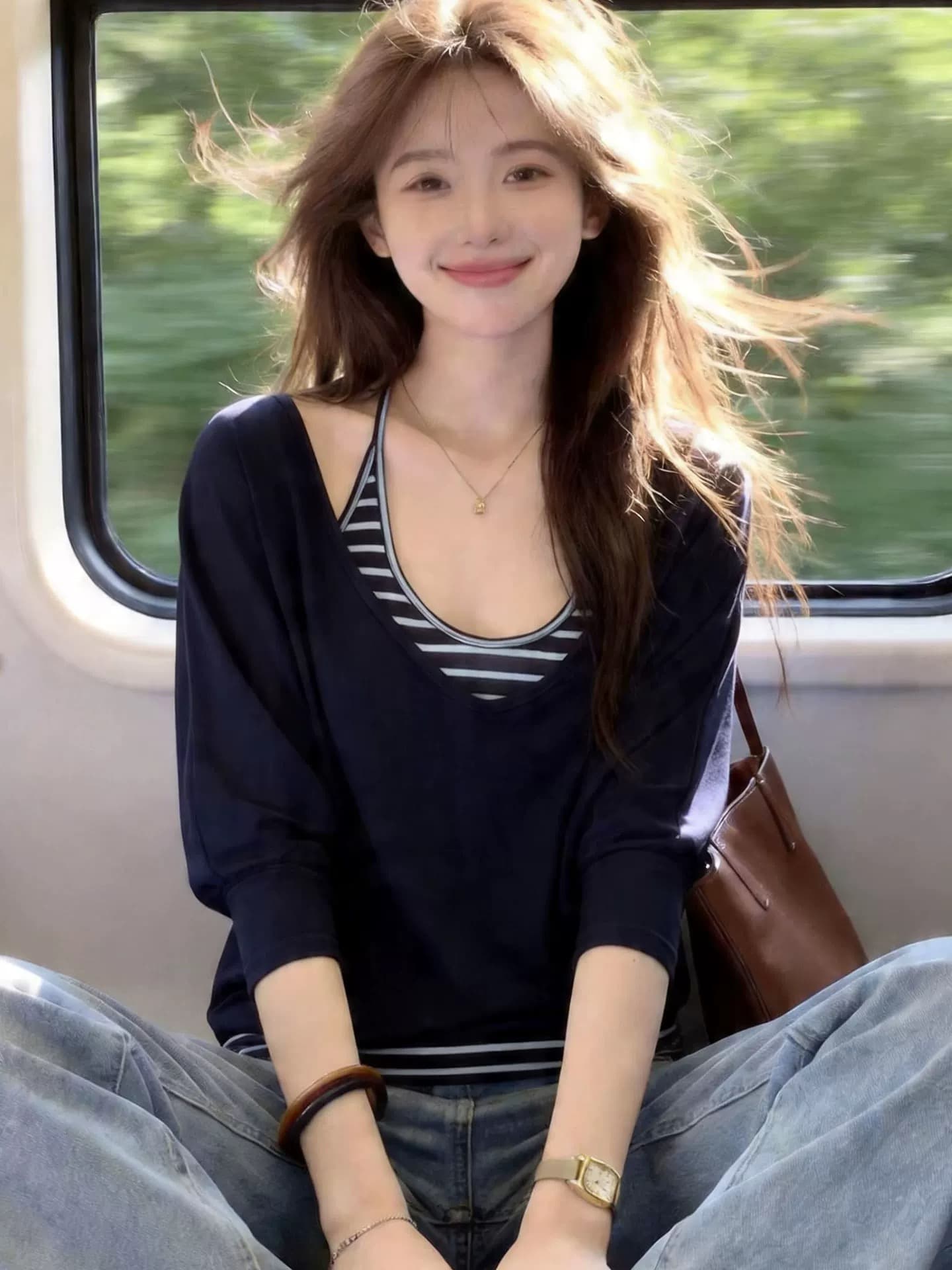 송 긍정적 인 En 화이트 V넥 반팔 티셔츠 여성 여름 착용 가져 가라. 새로운 루즈핏 캐주얼 블라우스 중간 소매 아름다운 맨위 트렌디 상세 이미지 3