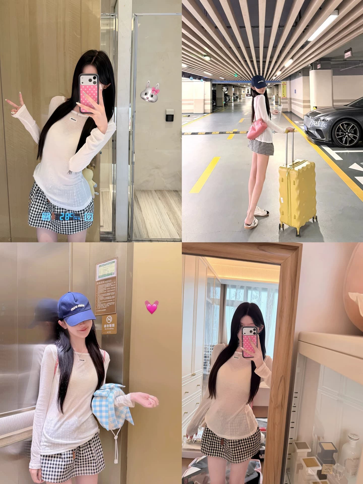 화이트 워터 여성 miu 부서 체크무늬 한 마디 허리밴드 치마바지 여성 여름 레트로 스타일 시원한 노출 방지 하이웨이스트 반바지 이미지 2