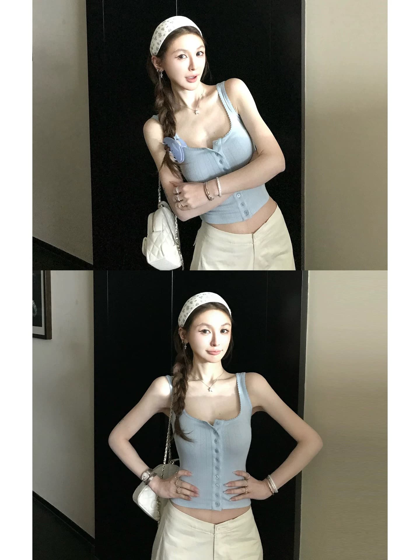 초여름 프로 250g 레트로 특수 프로세스 자수 자카드 니트 캐미솔 넣다 부드러운 착용 쳉 쳉 일상 상세 이미지 4