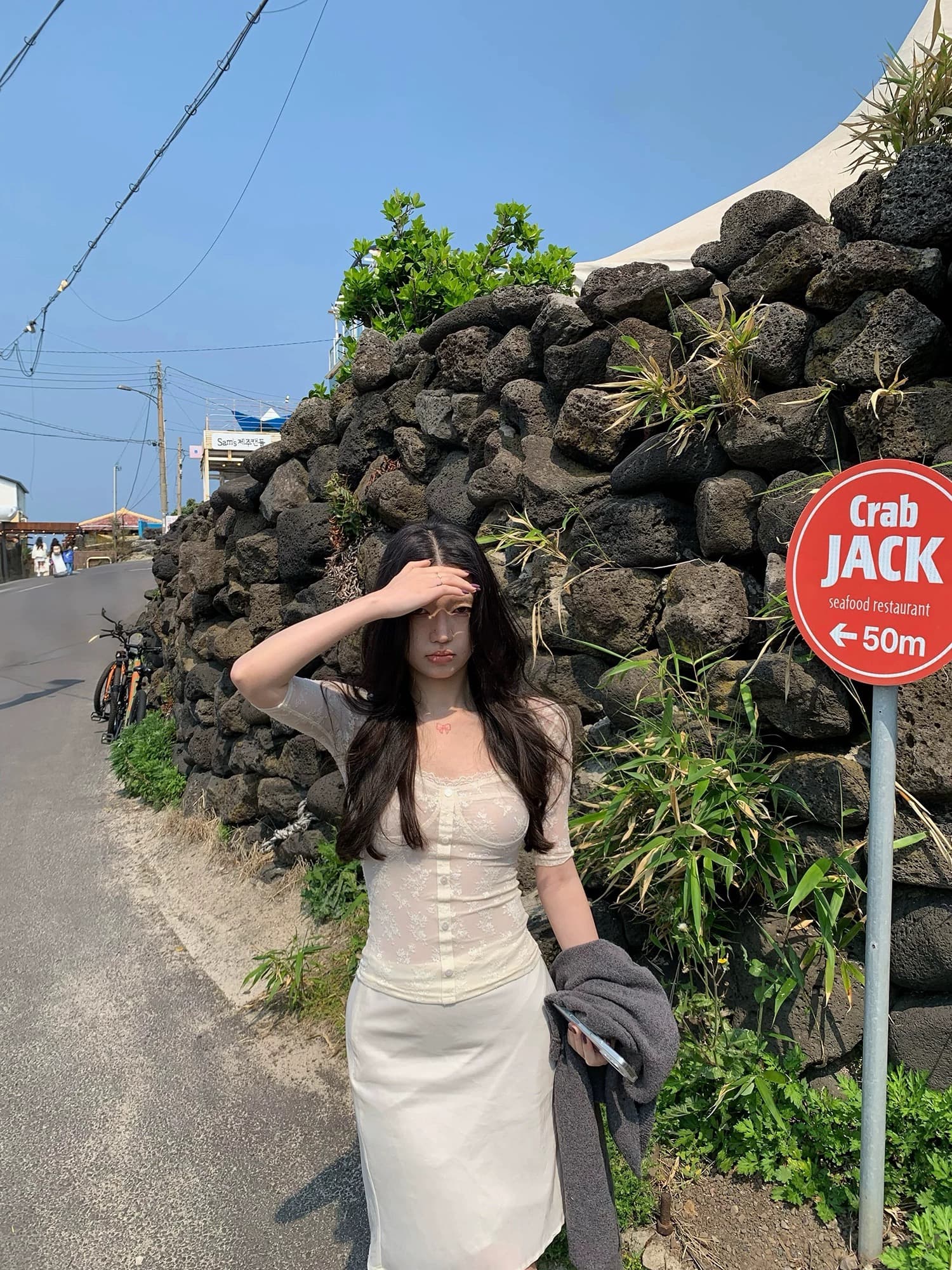 sheepland 순수한 욕망 발레 광장 칼라 레이스 자카드 반팔 티셔츠 여성 여름 섹시함 마이크로 ~을 통해 슬림해 보이는 맨위 상세 이미지 5