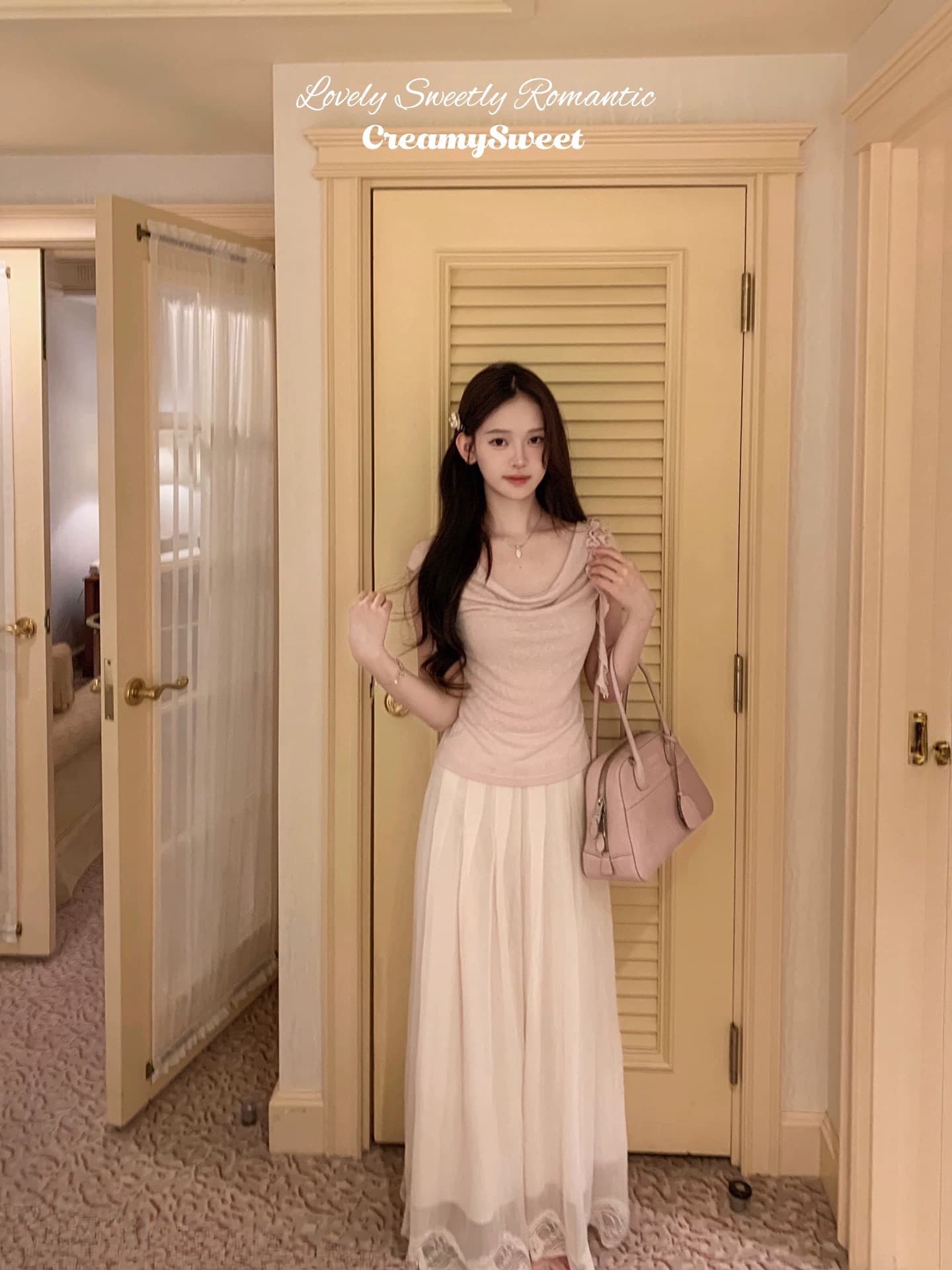 creamysweet 느긋한 펄럭 이는 바지 레이스 조각 홀로우 아웃 레이스 느슨함 도루 가을 센스 캐주얼 긴 바지 여성 상세 이미지 2
