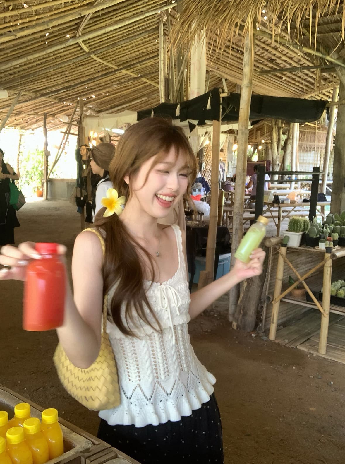 im ~까지 초여름 사소한 무거운 작업 홀로우 아웃 자수 프릴 민소매 조끼 휴일 센스 니트 슬립 맨위 상세 이미지 1