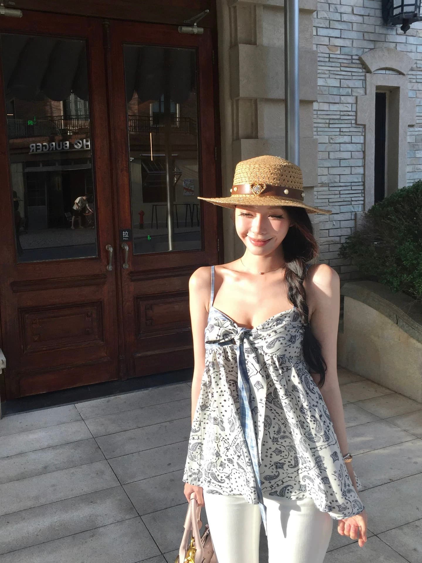 pinksoya 분말 콩 5 21 0시 방향 신제품 제한된 시간 9 접기 라이 경기 서울 배색 레이스업 캐미솔 이미지 2