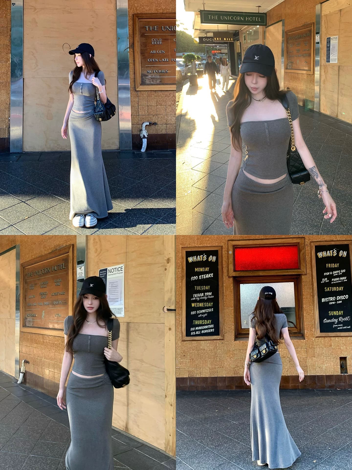 suuuicee 부드러운 커브 관대 한 칼라 주름 허리 머리 순수한 욕망 짧은 맨위 반신 인어 꼬리 치마 세트 이미지 2