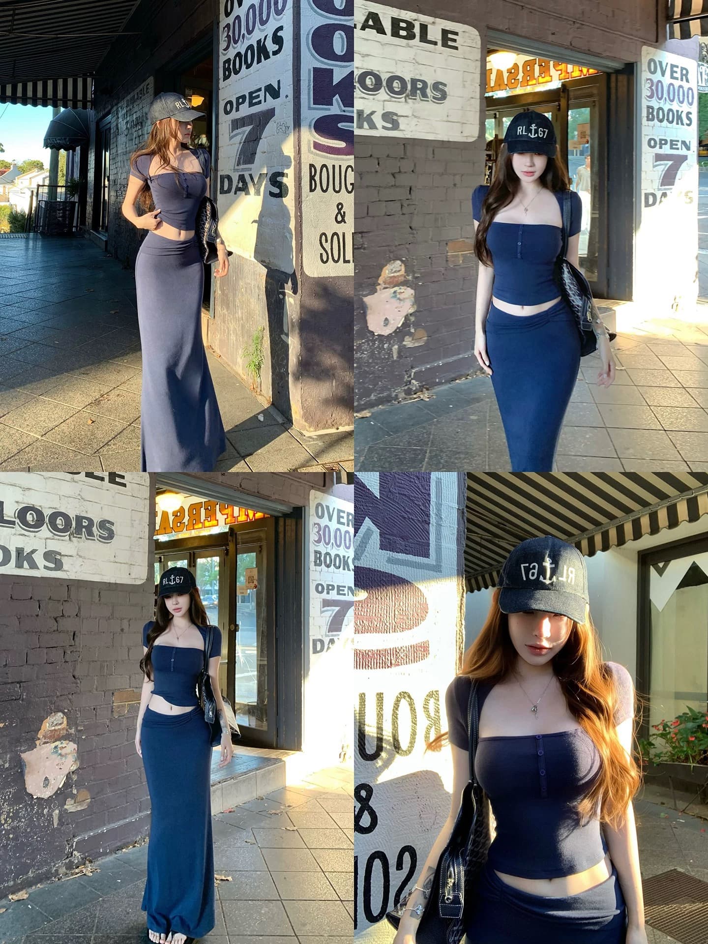 suuuicee 부드러운 커브 관대 한 칼라 주름 허리 머리 순수한 욕망 짧은 맨위 반신 인어 꼬리 치마 세트 상세 이미지 4