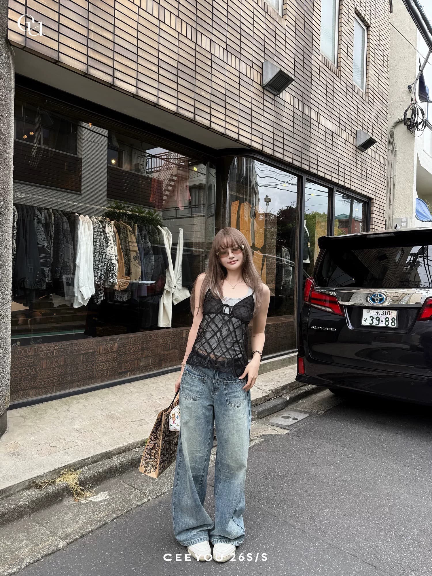 ceeyou05 16 20 00 신제품 시스루 메시 그리드 u 칼라 조끼 스택 착용 세트 이미지 3