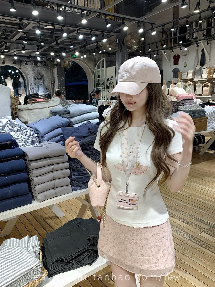 callmeear 오리지널 프린트 강아지 디자인 긍정적 인 어깨 반팔 티셔츠 여성 여름 반소매 맨위 상세 이미지 2