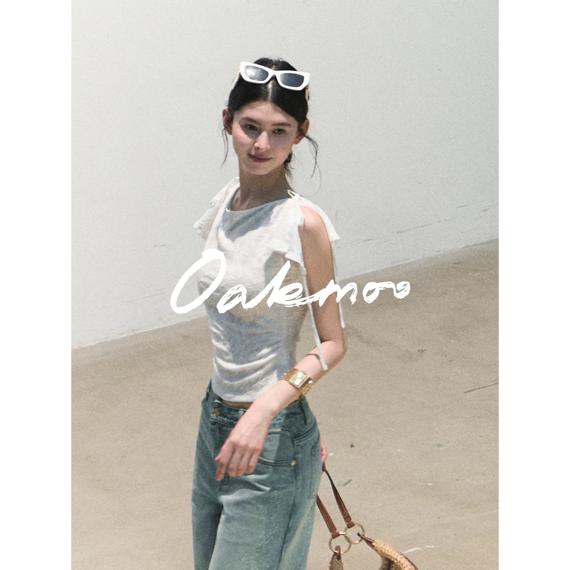 oakmoo 봄철 ~ 중 호흡 레트로 자카드 부드러운 허리 수축 몸매 가꾸기 스트랩 반팔 티셔츠 분위기 센스 맨위 상세 이미지 5