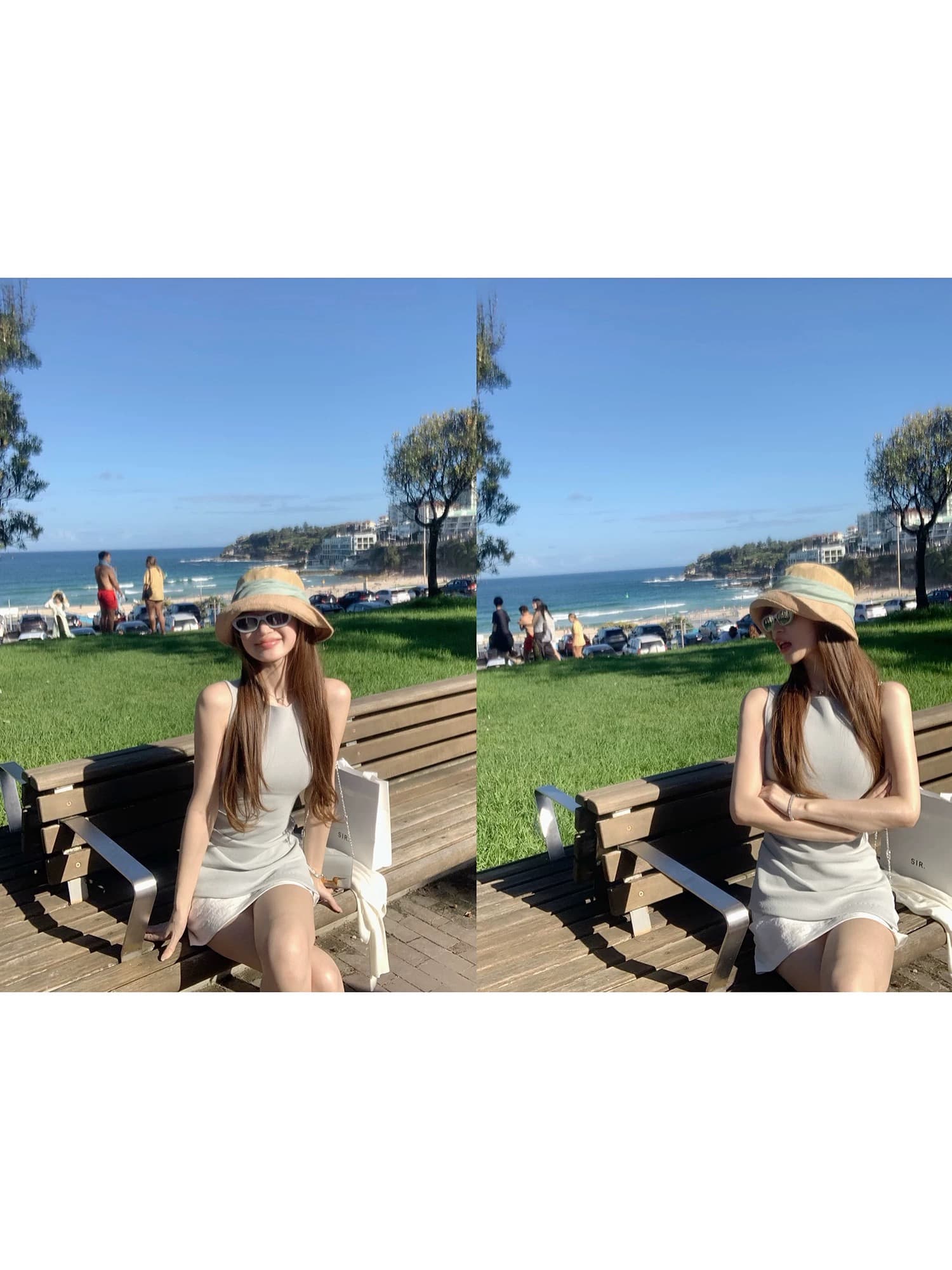 madofit Madou rachel 파리 일러스트레이션 도시 lady 센스 슬림해 보이는 핀치 Pleat 측면 트임 조끼 상세 이미지 3