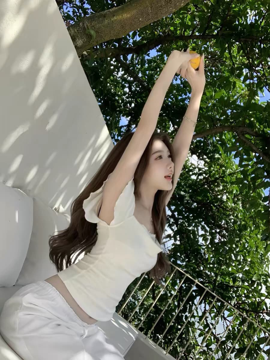 q 여자 집 설탕 큐브 레이스 부드러운 작은 흰색 꽃 흔들다 칼라 주간 실크 모달 반팔 티셔츠 이미지 4