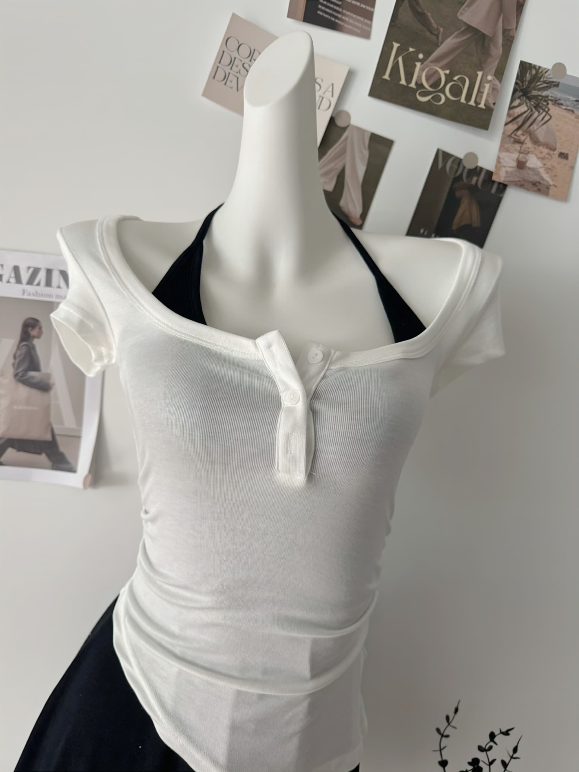 jmshop 프라임 프라임 아름다움 센스 주간 실크 양모 u 칼라 비스듬한 진자 티셔츠 순수한 욕망 행침 목 니트 치마 세트 상세 이미지 3
