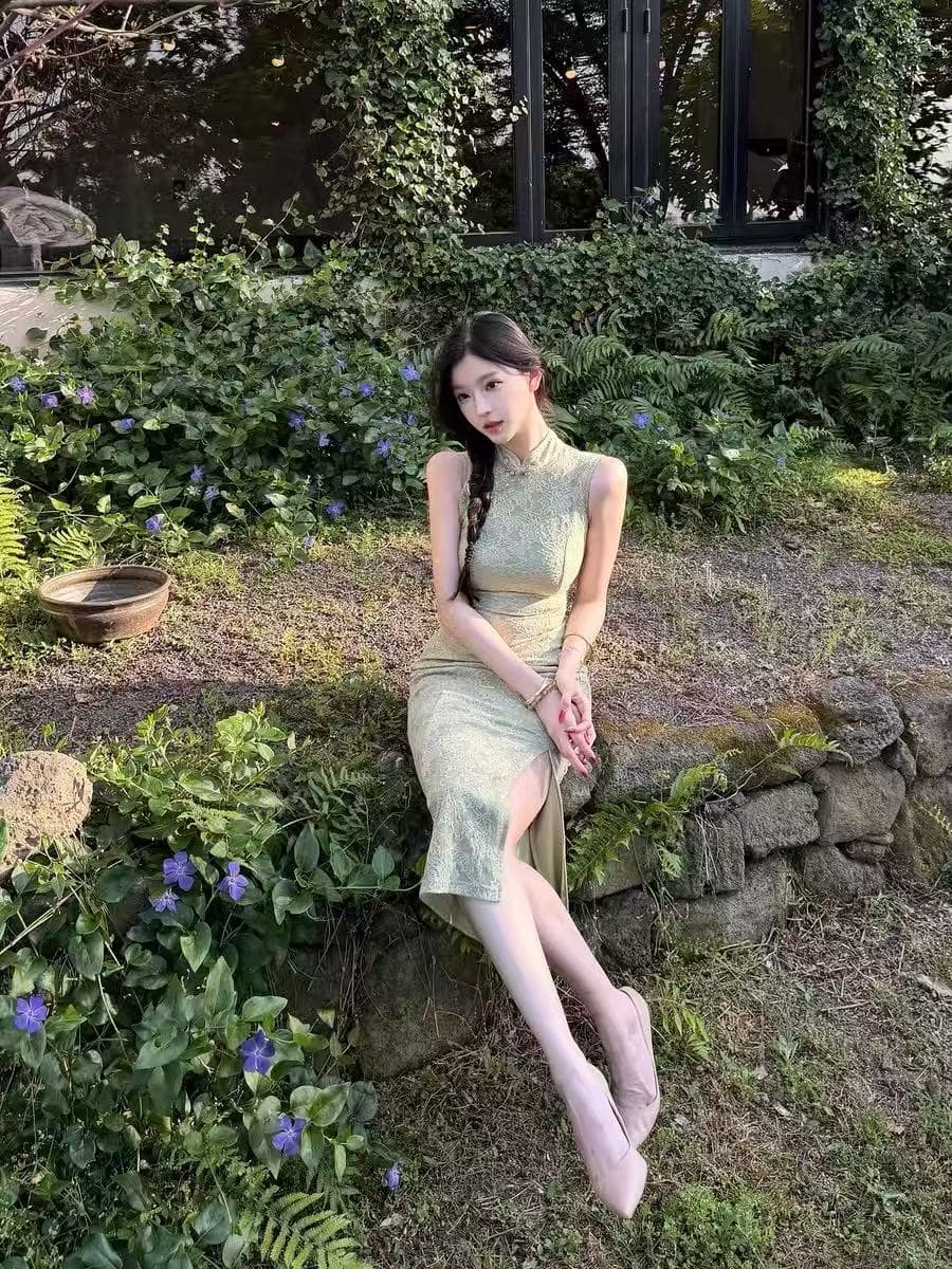 새로운 중식 트임 치파오 이미지 4