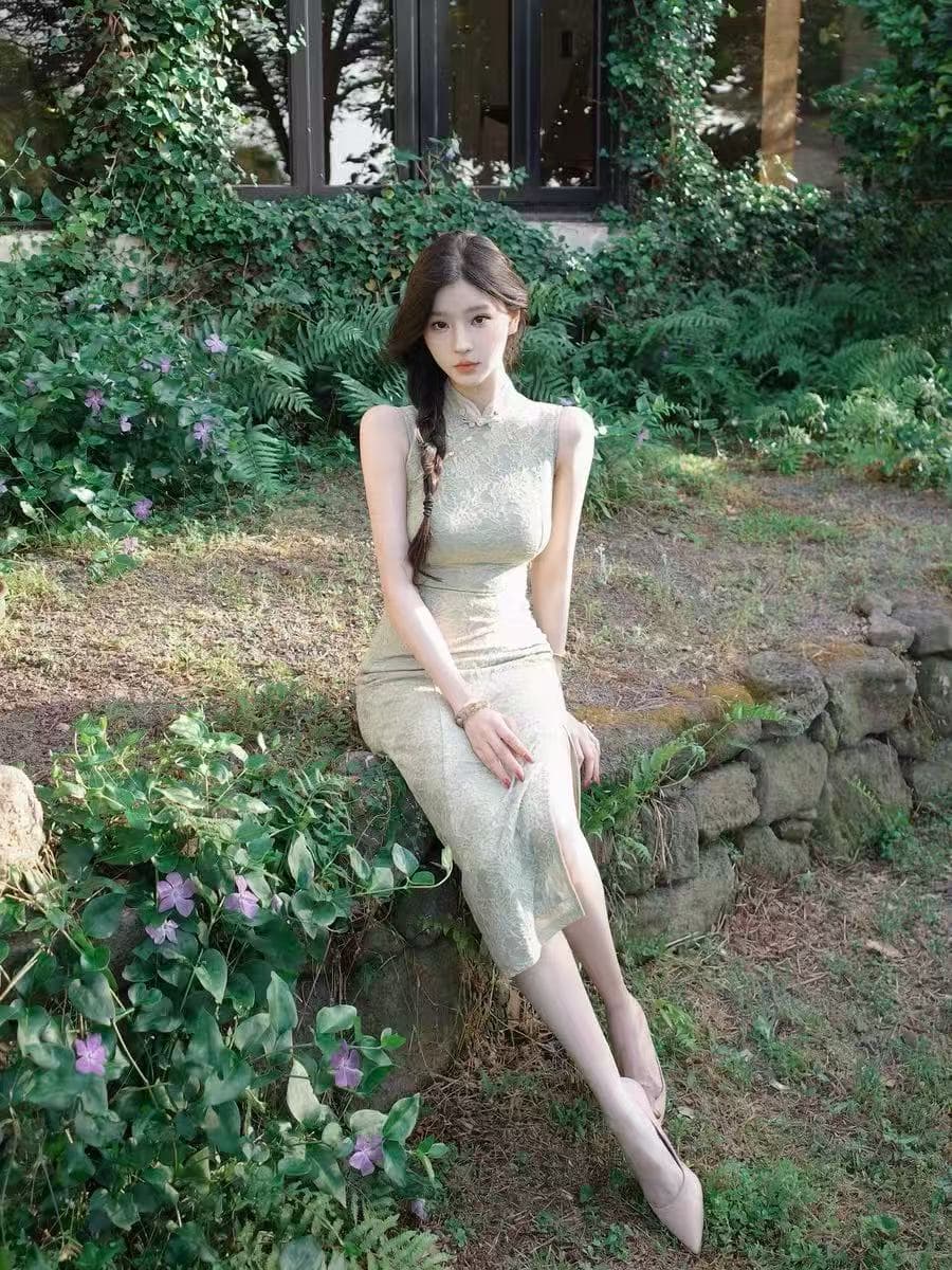 새로운 중식 트임 치파오