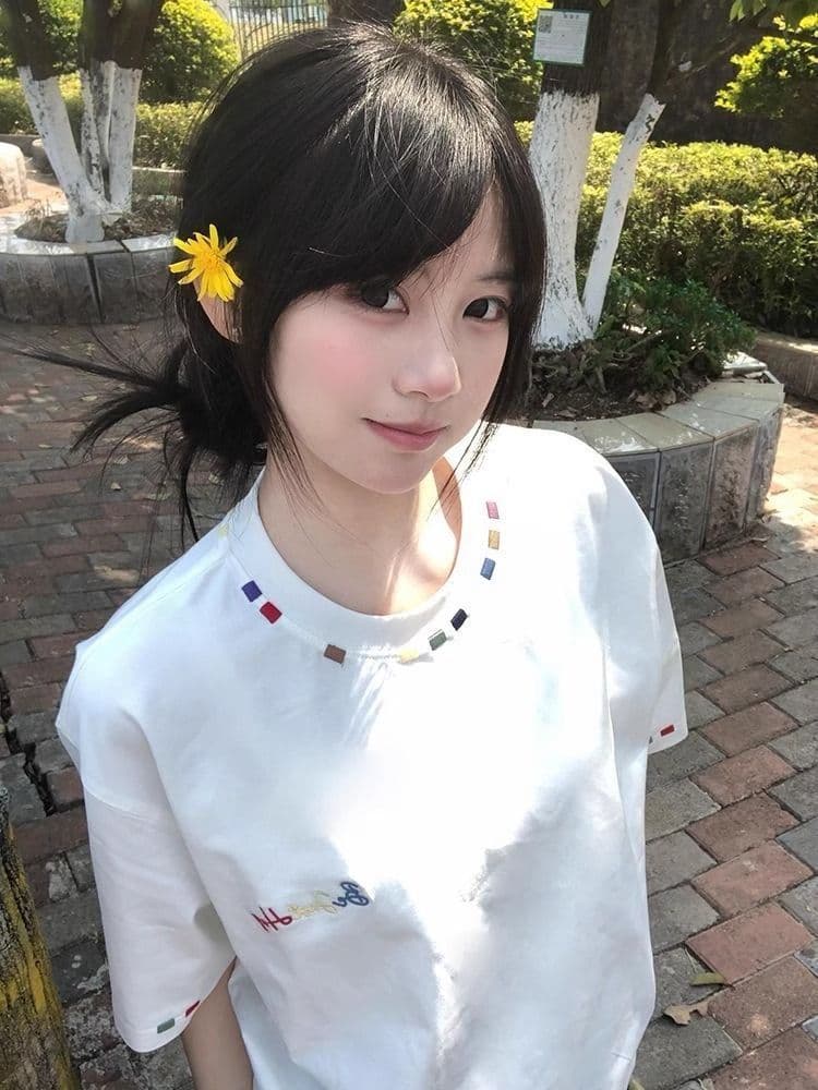 순면 240 그램 원본 자수 품질 업그레이드 트렌드 긍정적 인 어깨 루즈핏 중간 길이 가시 자수 라운드 넥 맨위 여성 의류 상세 이미지 7