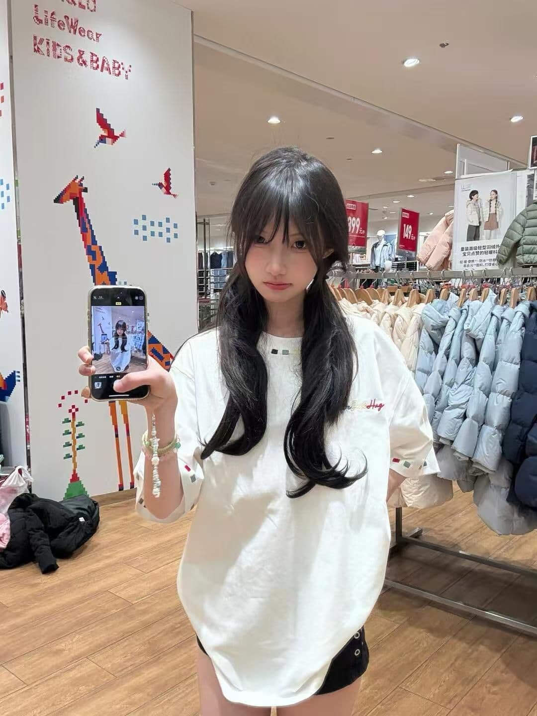 순면 240 그램 원본 자수 품질 업그레이드 여름 폭발 캐주얼 미니멀리즘 바람 패션 루즈핏 반팔 티셔츠 여성 상세 이미지 3