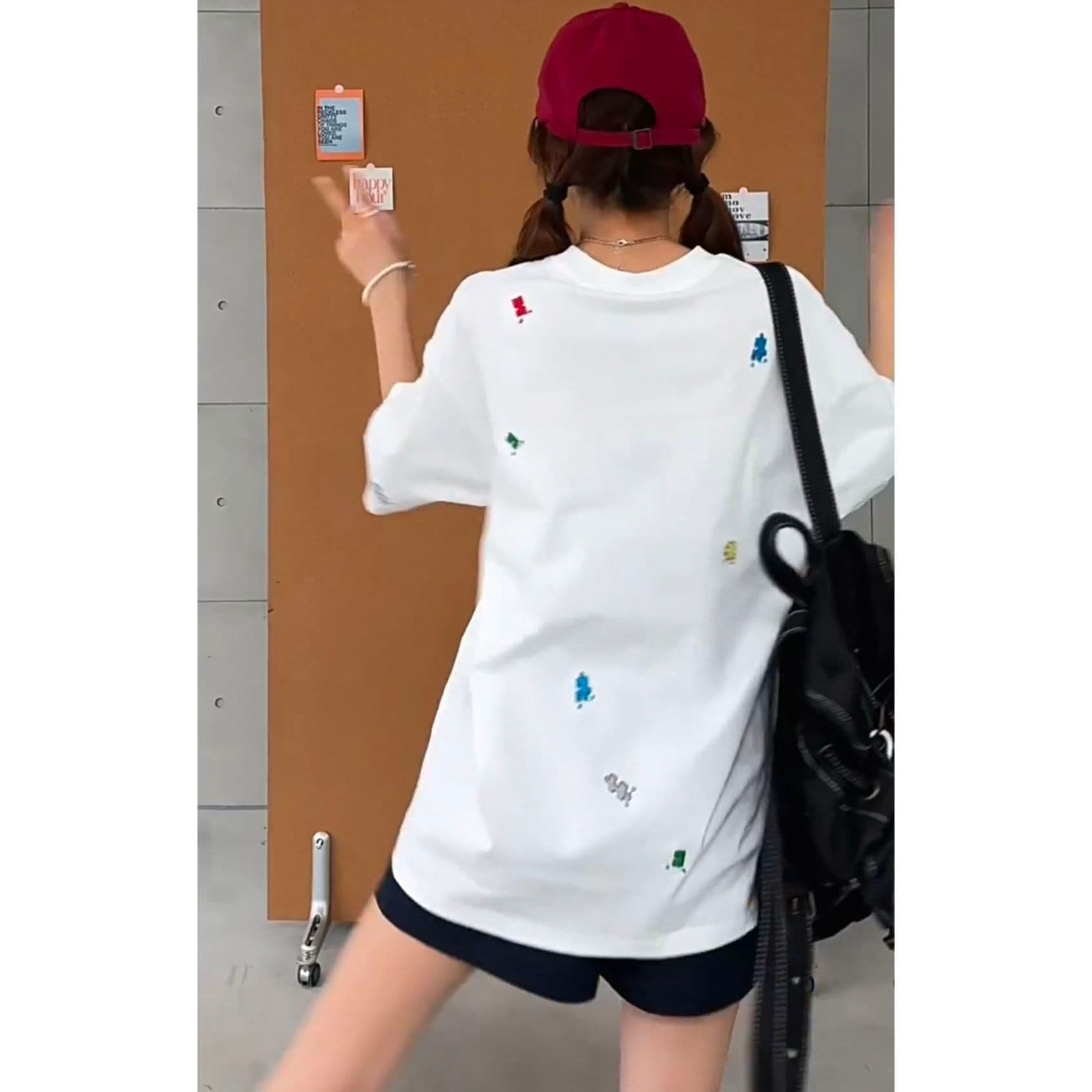 순면 240 그램 원본 자수 품질 업그레이드 아메리칸 다용도 디자인 새로운 여름 반팔 티셔츠 맨위 여성 이미지 2