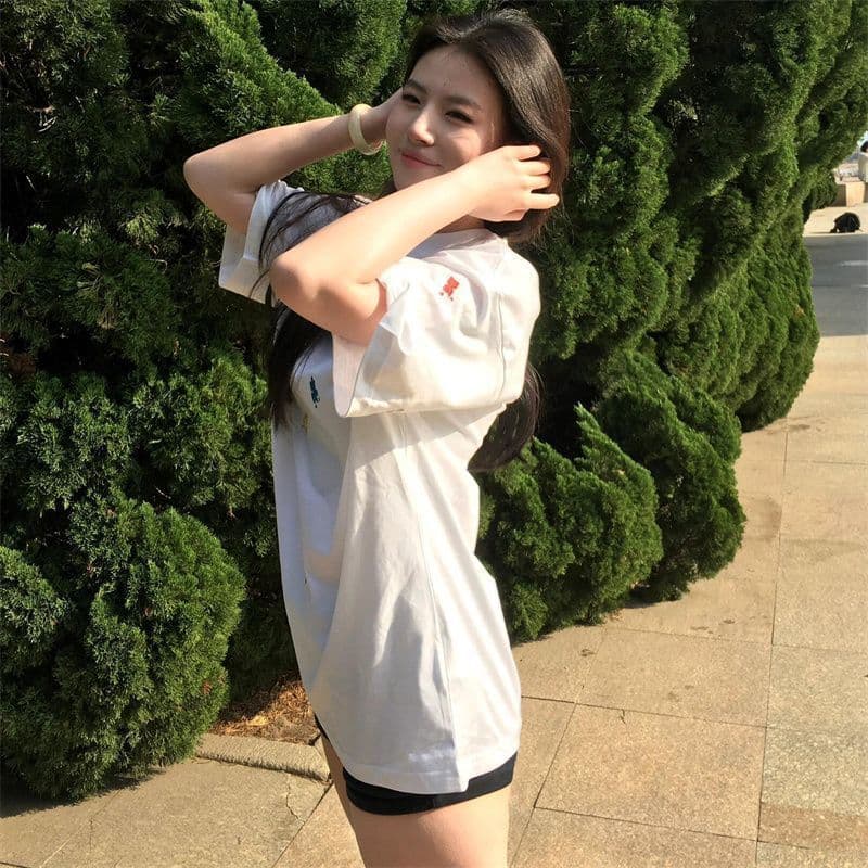 순면 240 그램 원본 자수 품질 업그레이드 아메리칸 다용도 디자인 새로운 여름 반팔 티셔츠 맨위 여성