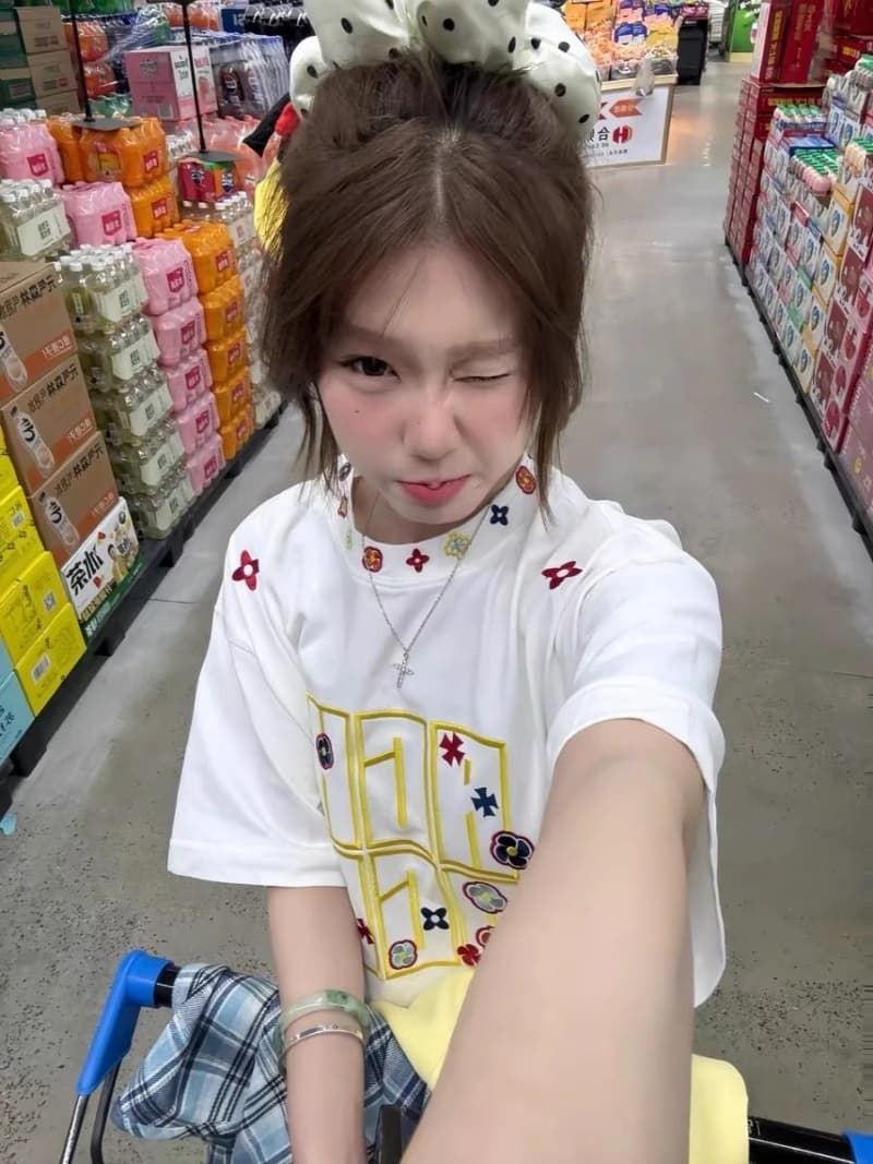순면 240 그램 원본 자수 품질 업그레이드 소매 티셔츠 여름 새로운 캐주얼 루즈핏 조수 브랜드 루즈핏 맨위 ins 상세 이미지 2