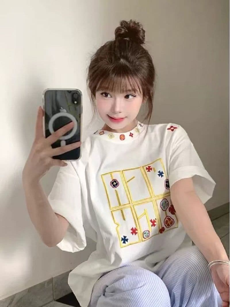순면 240 그램 원본 자수 품질 업그레이드 아메리칸 캐주얼 디자인 여름 새로운 다용도 패션 반팔 티셔츠