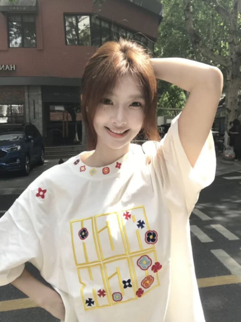 순면 240 그램 원본 자수 품질 업그레이드 여름 폭발 트렌드 패션 다용도 반팔 티셔츠 맨위 여성 상세 이미지 3