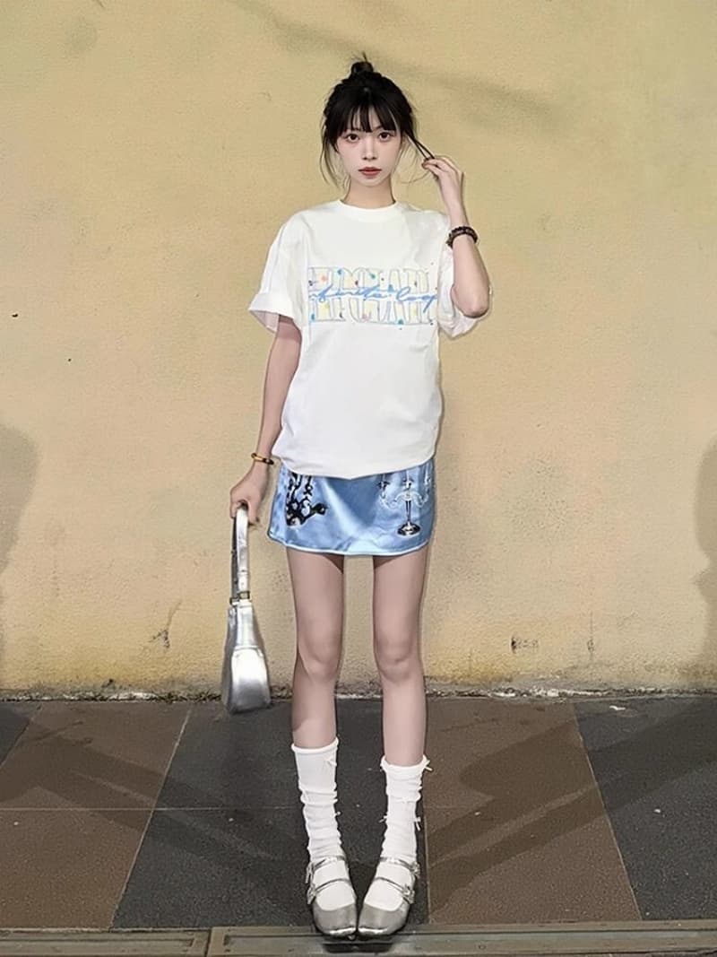 순면 240 그램 원본 자수 품질 업그레이드 여름 다용도 디자인 새로운 반팔 티셔츠 루즈핏 캐주얼 바람