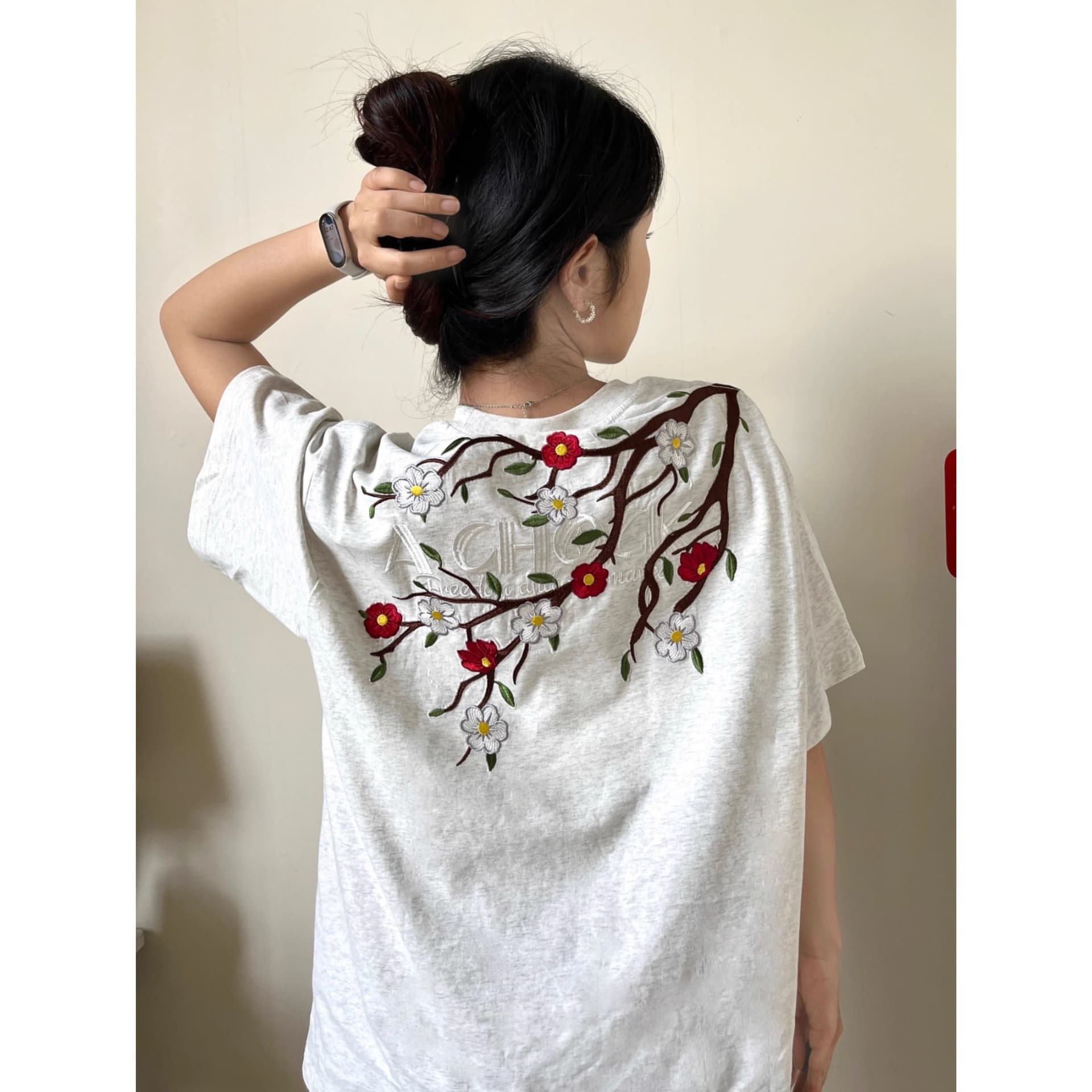 순면 240 그램 원본 자수 품질 업그레이드 아메리칸 트렌드 패션 꽃 알파벳 자수 여름 새로운 맨위 이미지 5